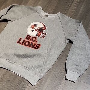 BC Lions CFL Vintage Champion Gray Sweatshirt with Blue and Orange Accents